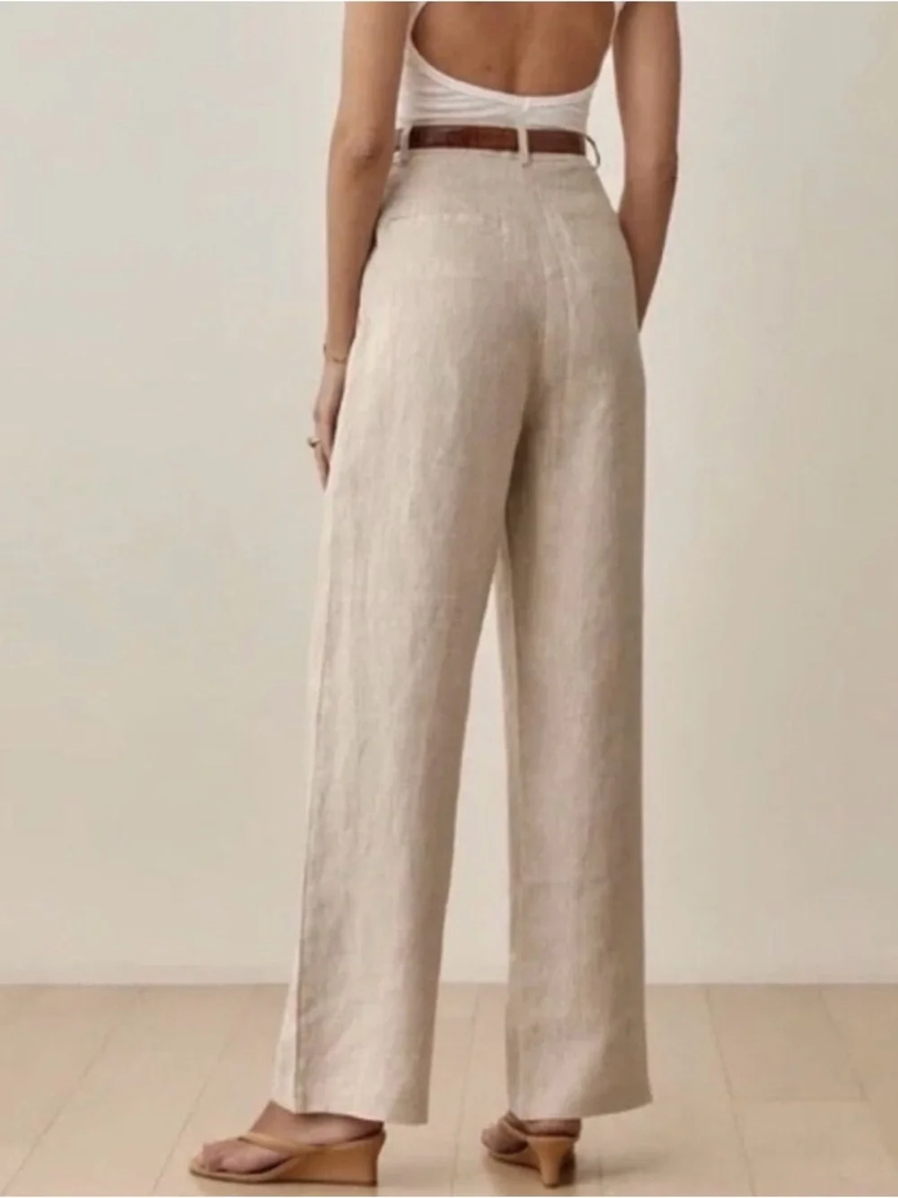 Reformation Vesta Pleated Wide Leg Linen Pants NWOT